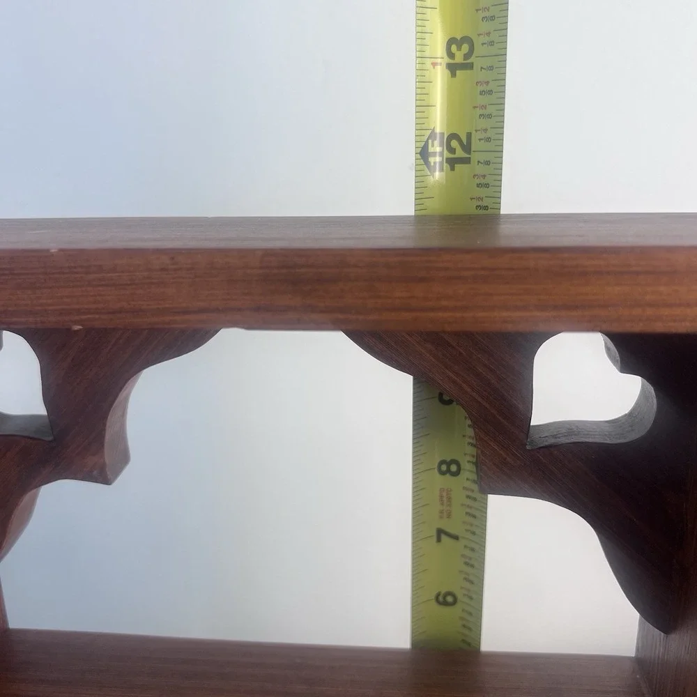Vintage Solid Wood Heart Cutout Wall Shelf Country Cottage Display Shelf